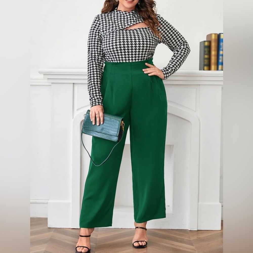 👖 NWOT women’s shein curve slacks pants skinny 1xl plus holiday green